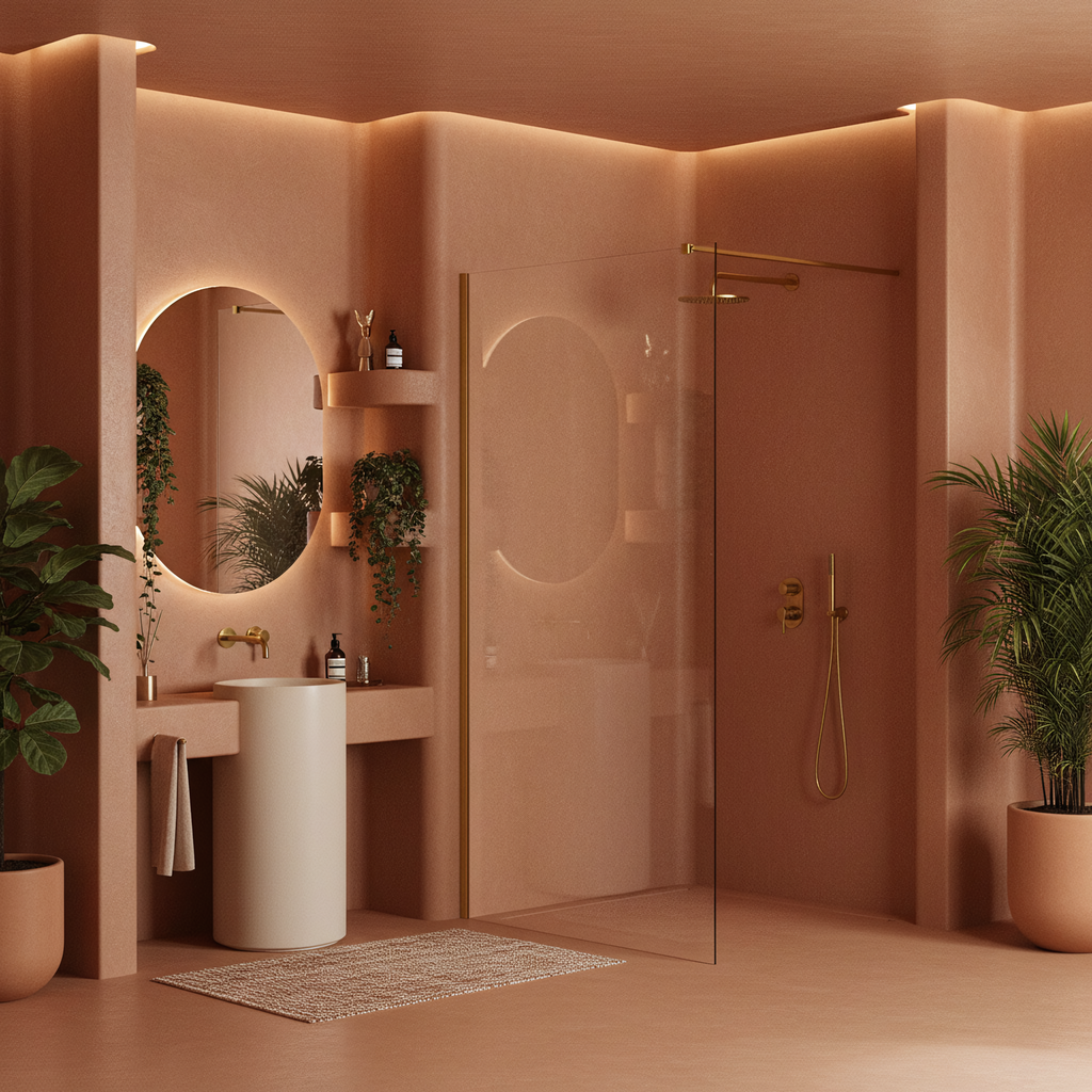 Sprchová zástěna Rea Flexi Transparent / Brush Gold 110  7