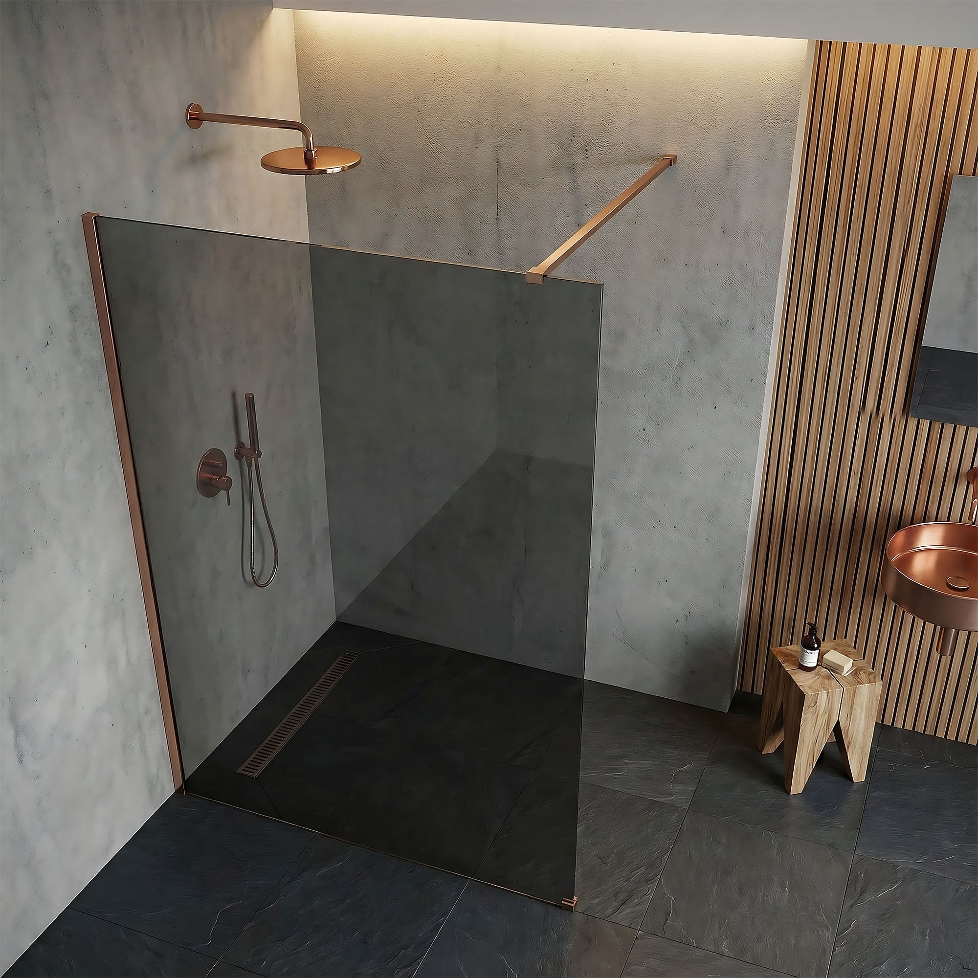Sprchová zástěna Rea Flexi Grey / Brush Copper 80  3