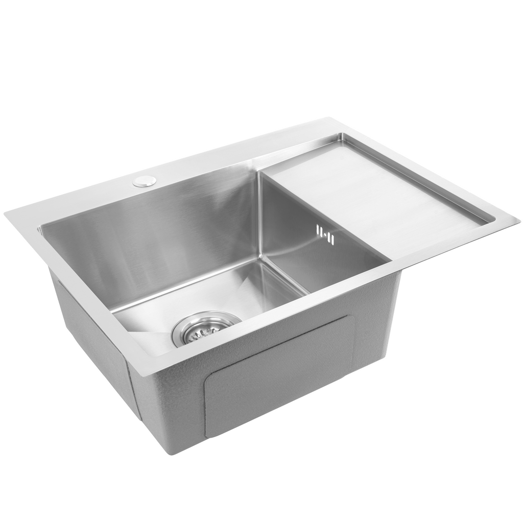 Ocelový dřez Fin BRUSH NICKEL bez kuchyňské baterie 7