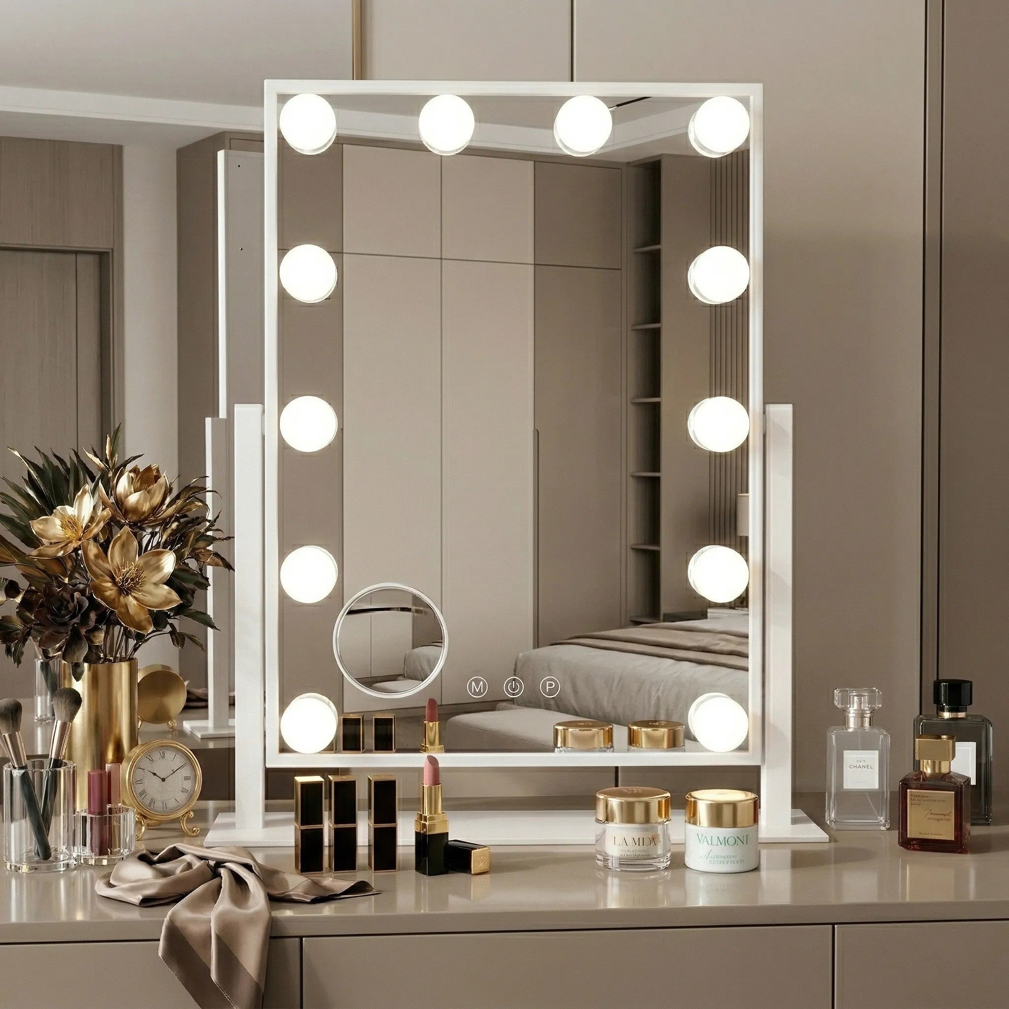 Zrcadlo LED HOLLYWOOD White 30x40  2