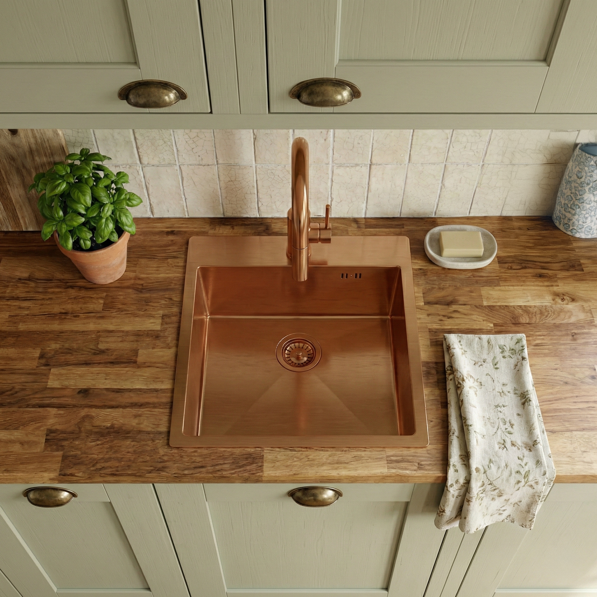 Ocelový dřez Leo 40 BRUSH COPPER bez kuchyňské baterie 5