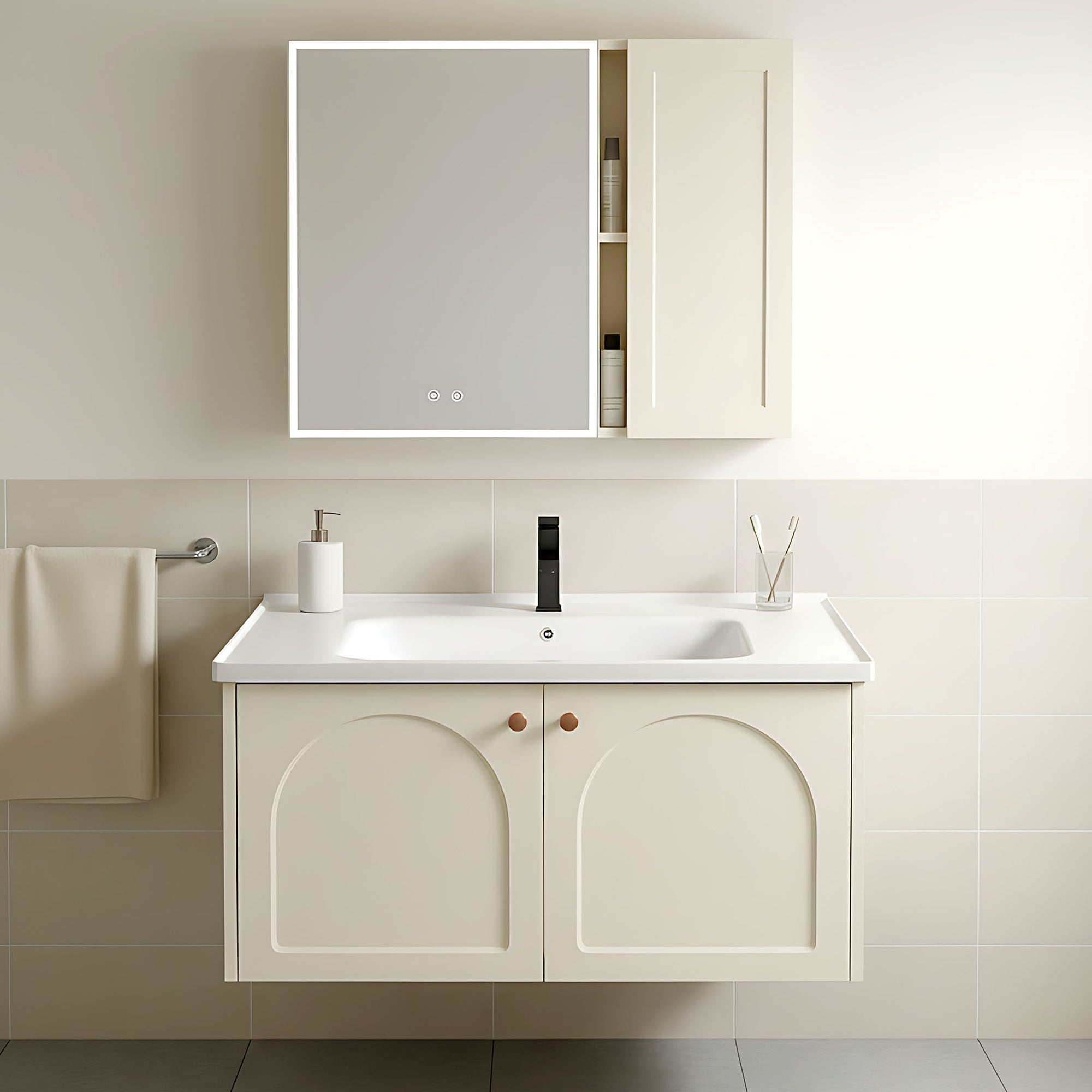 Sada koupelnového nábytku s umyvadlem Denver 80cm Creme  1