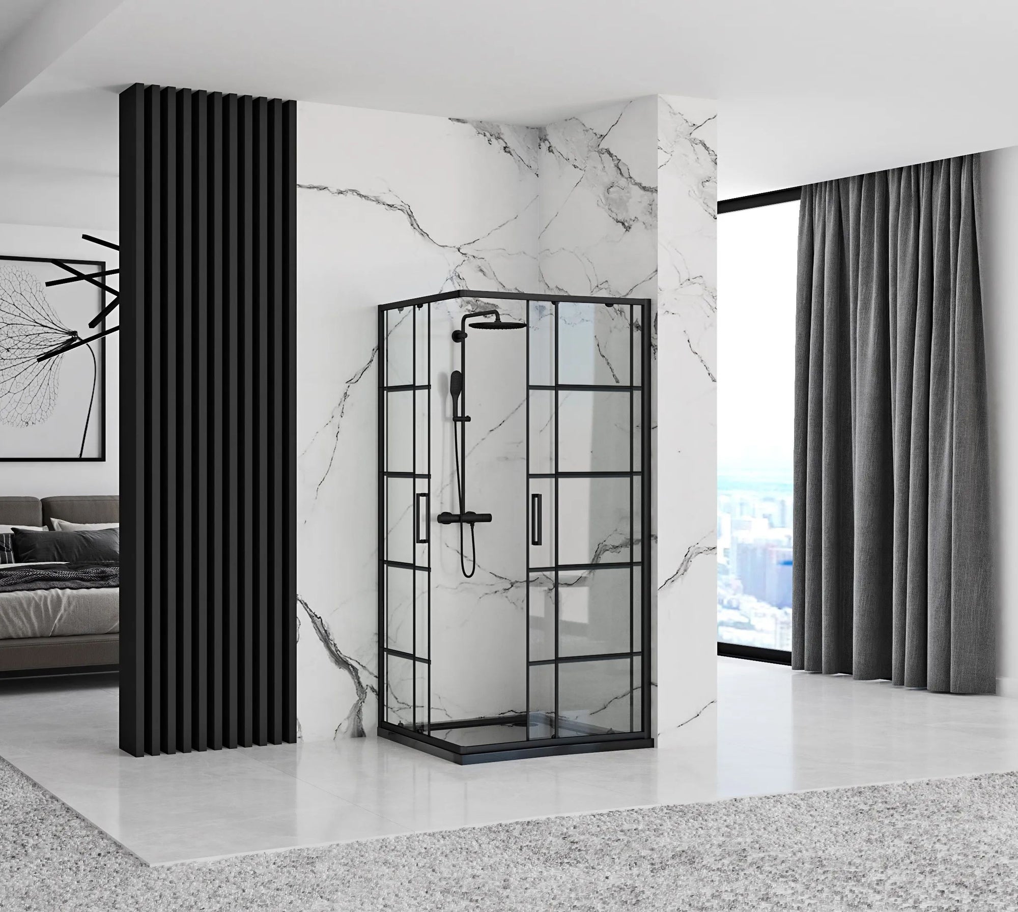 Sprchový kout REA CONCEPT 80x100 - černý Se sprchovou vaničkou Savoy black 3