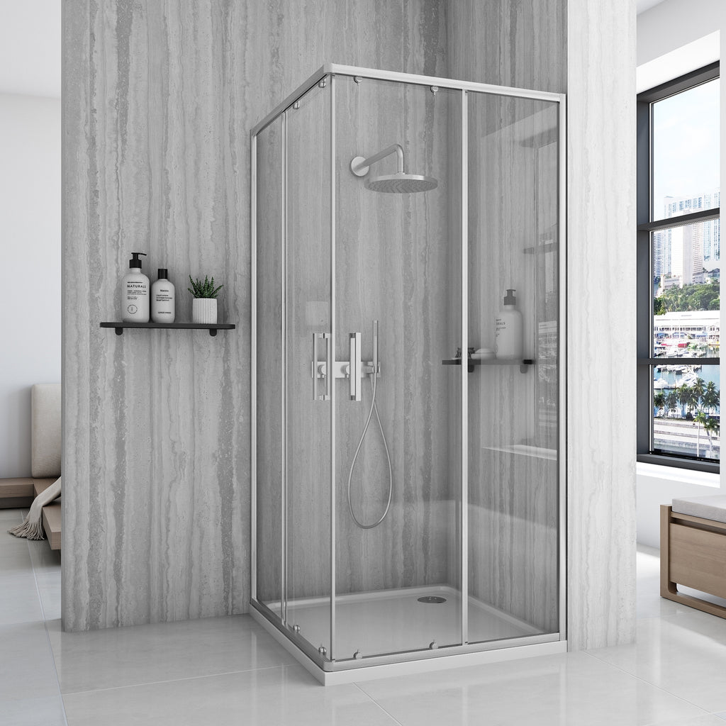 Sprchový kout REA City 90x90 Nickel Brush Se sprchovou vaničkou Savoy black 2