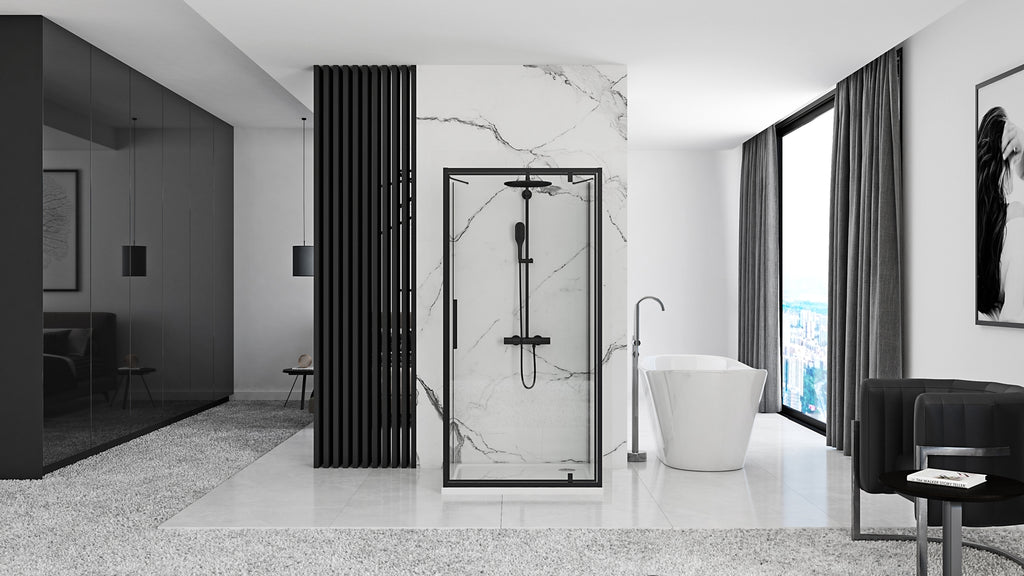 Přístěnná sprchová kabina Rea Rapid Swing Black Dveře: 120 x Sprchová zástěna: 100 3