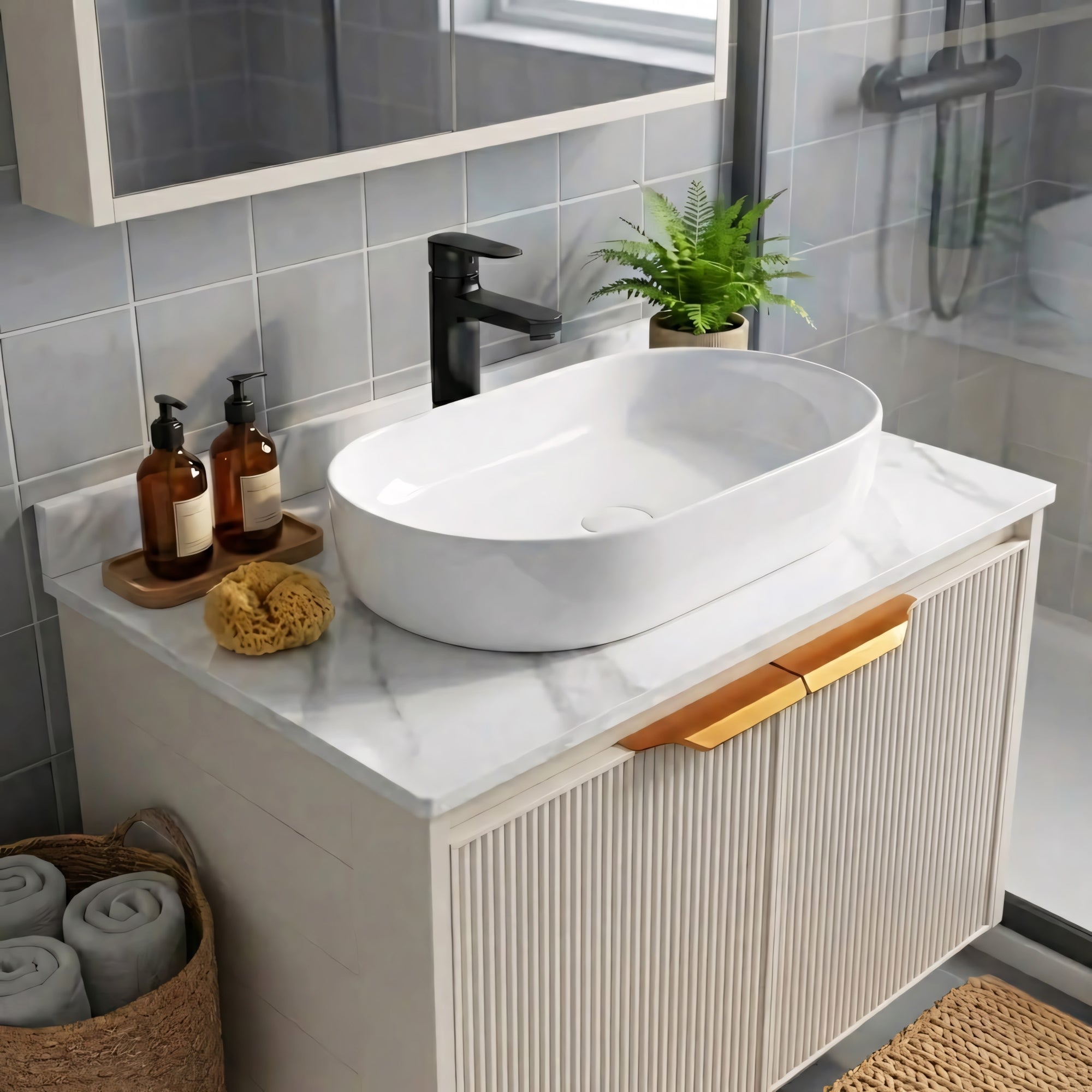 Koupelnová sestava nábytku s deskou Marti 60cm Beige  4