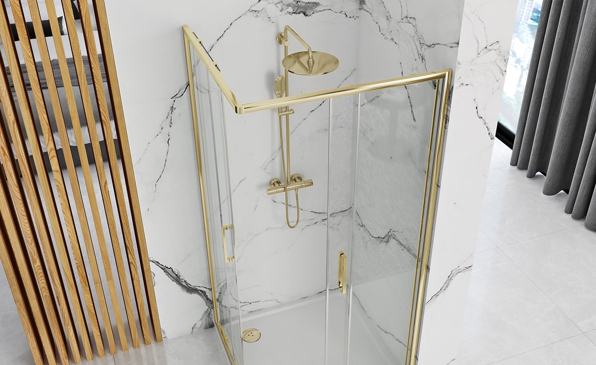Sprchový kout REA PUNTO 80x100 Gold Se sprchovou vaničkou Savoy black 7