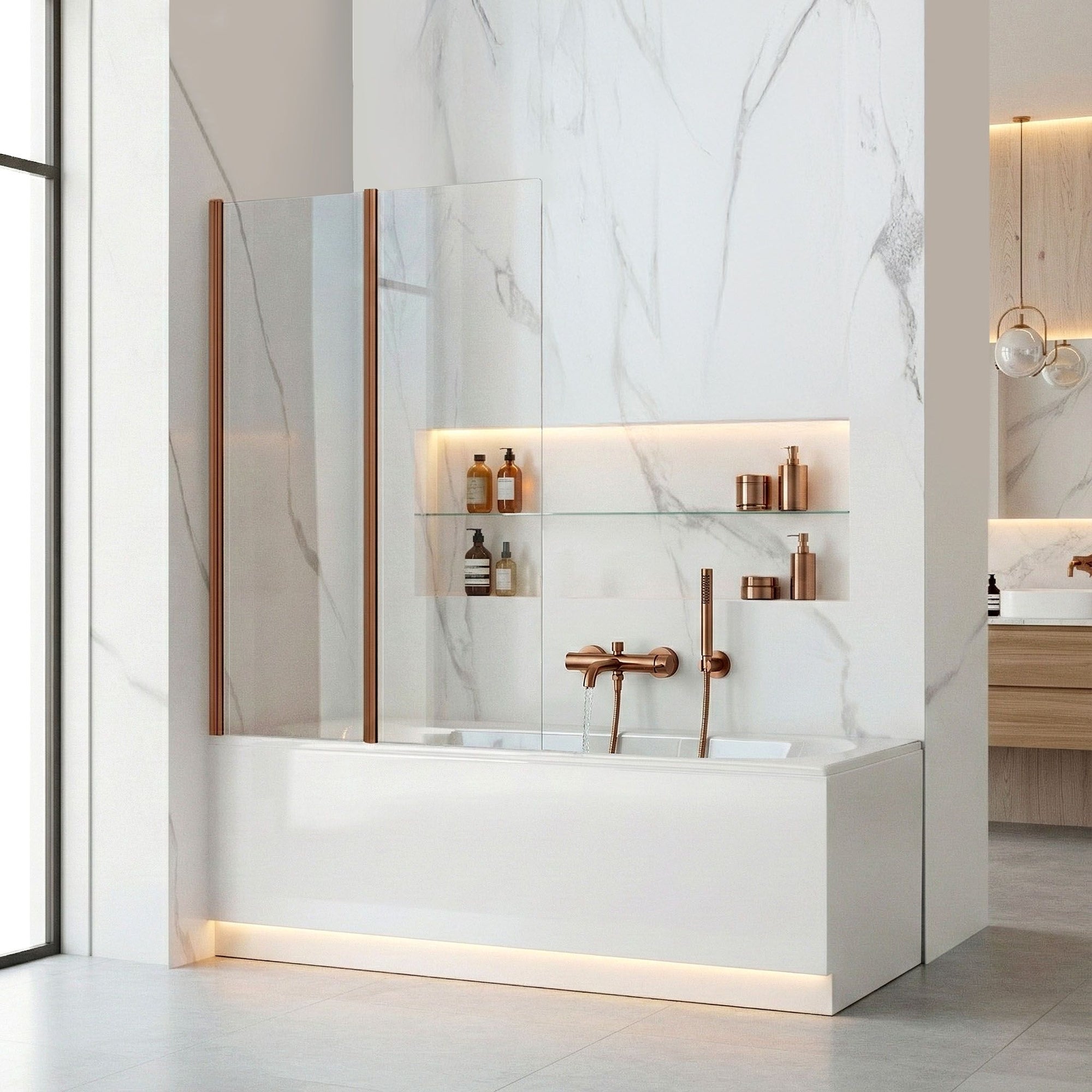 Skládací vanová zástěna REA AGAT-2 100 Brush Copper  3