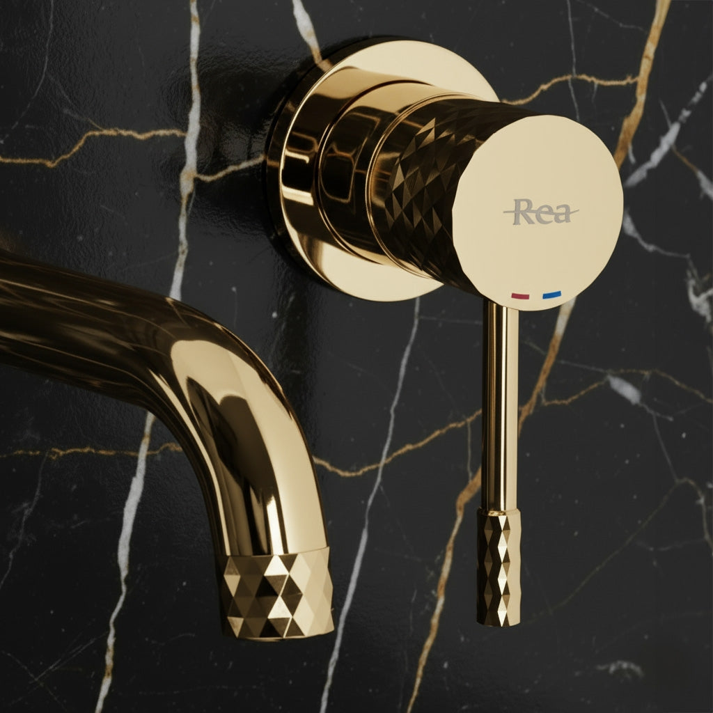 Podomítková umyvadlová baterie REA LUNGO Diamond Gold + BOX  9