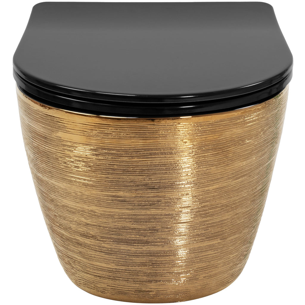 Závěsná WC mísa Rea Carlo Mini Tornado Black Brush Gold  3