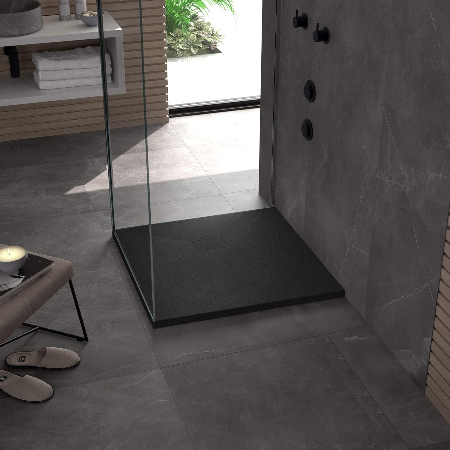 Sprchová vanička Magnum Black 90x90  4