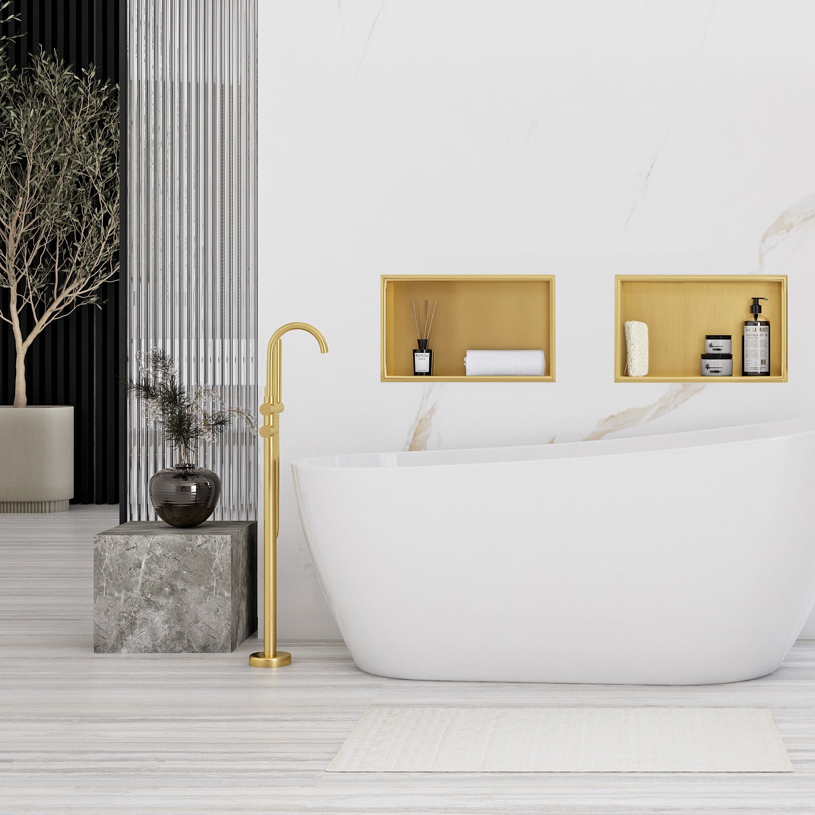 bathroom shelf 30x45 gold brush  6