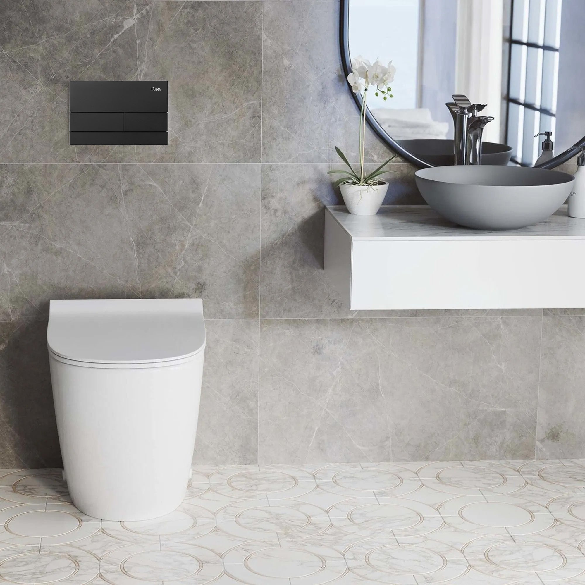 Podomítkový WC systém K011A-Q + tlačítka T Black  2