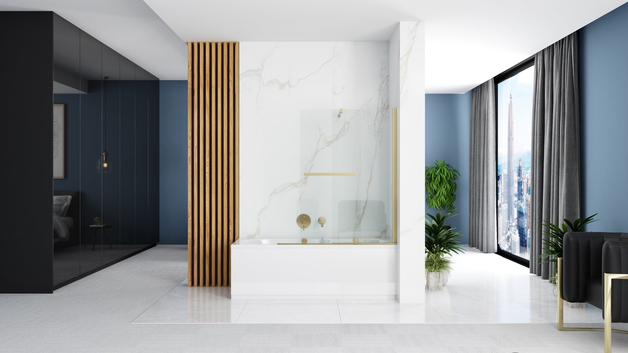 Paravan vanový Rea Fabian Gold Brush 100  4