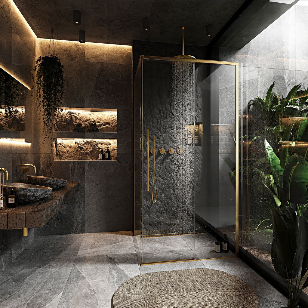Sprchový kout REA SOLAR - zlatý Brush 100x80 Se sprchovou vaničkou Savoy 3