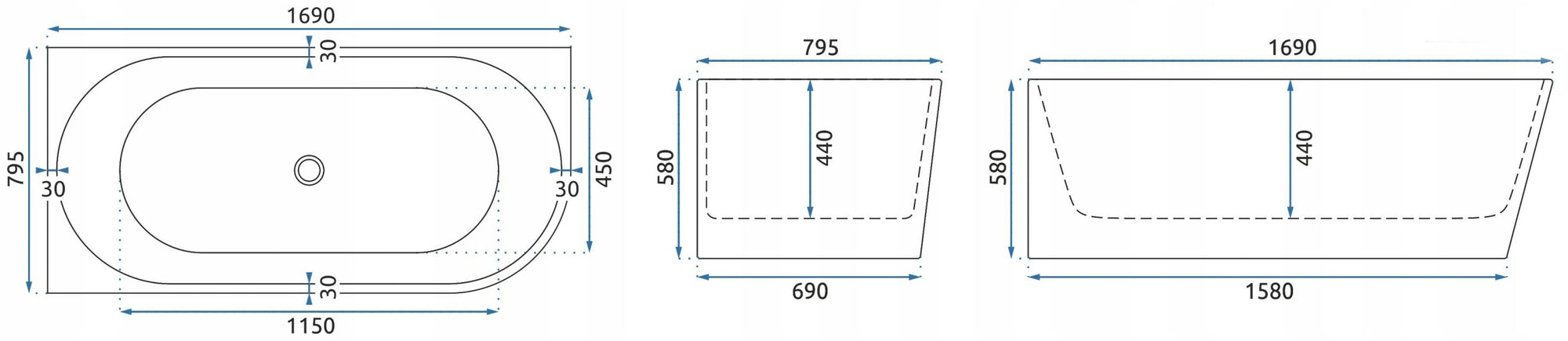 Rohová akrylová vana SYDNEY BELLANTO LEFT 170cm  4