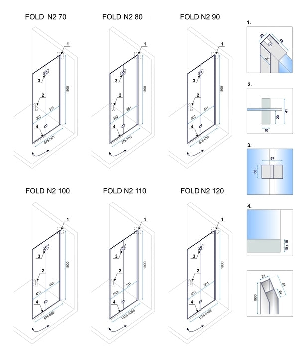 Skládací sprchový kout REA FOLD N2 80 x 100 7
