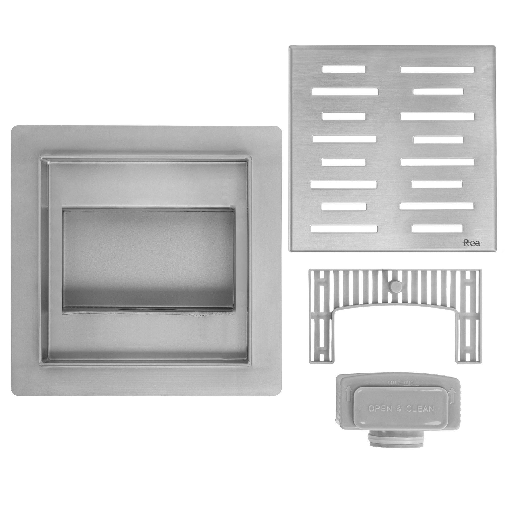 Odtokový žlab REA LINE 150x150 Nickel Brush  5