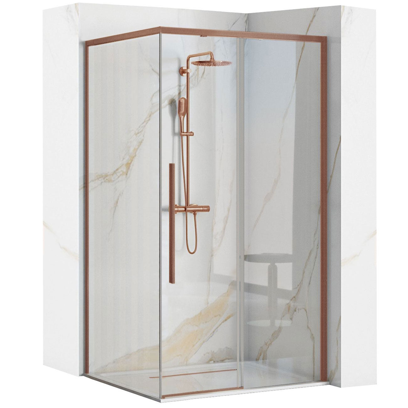 Sprchový kout REA SOLAR - Copper Brush 90x90 Bez sprchové vaničky 1