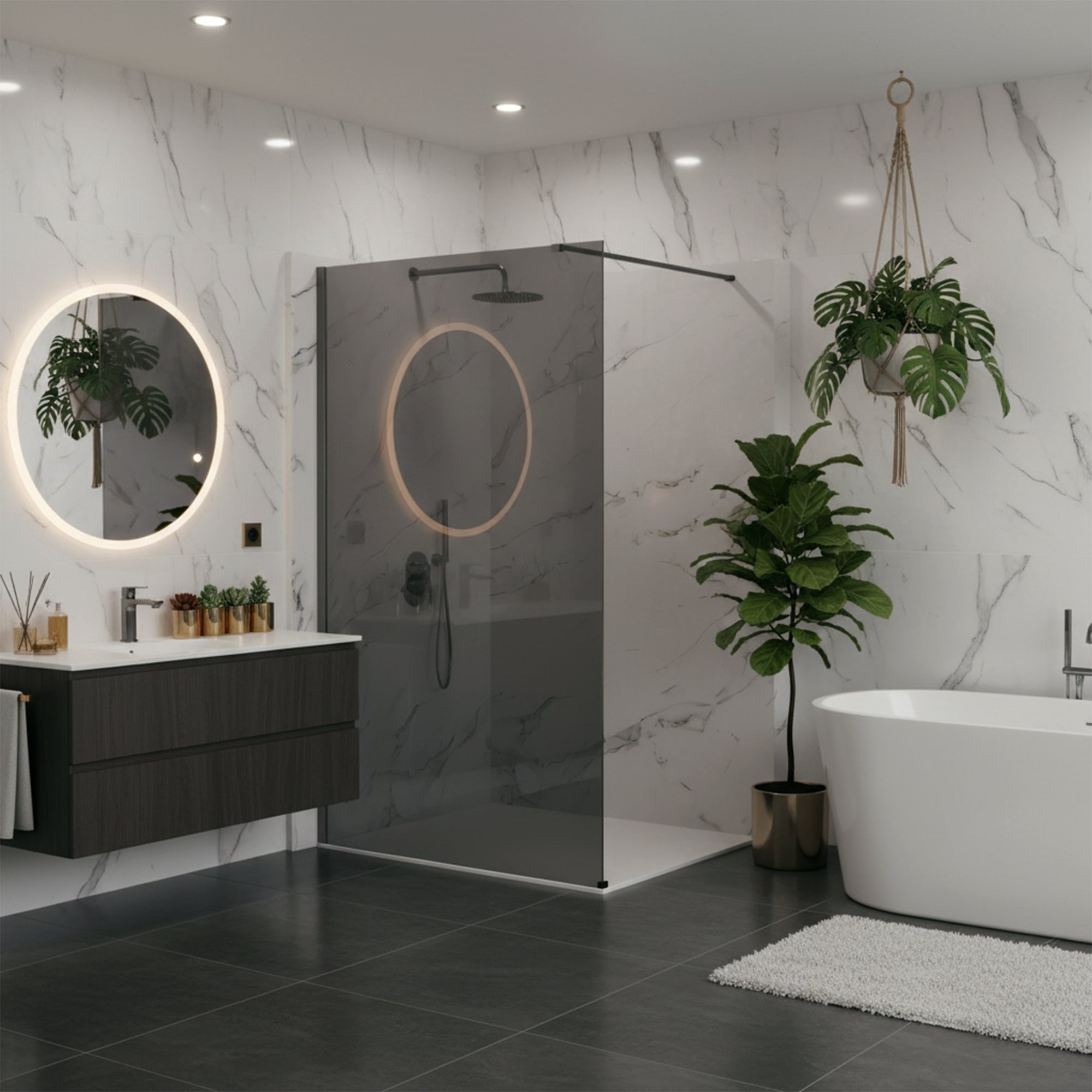Sprchová zástěna Rea Flexi Grey / Titan 130  2