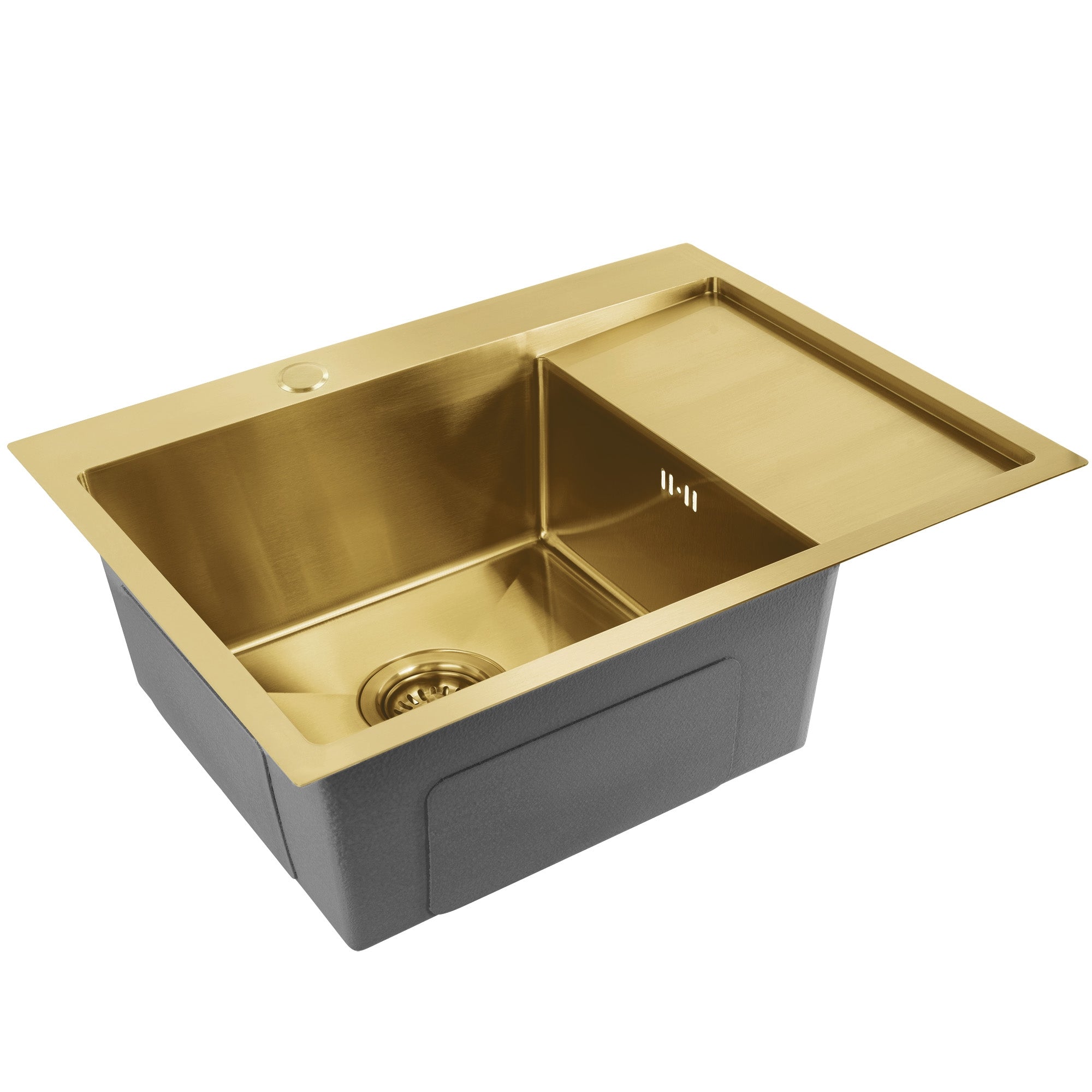 Ocelový dřez Fin BRUSH GOLD s kuchyňskou baterií 6
