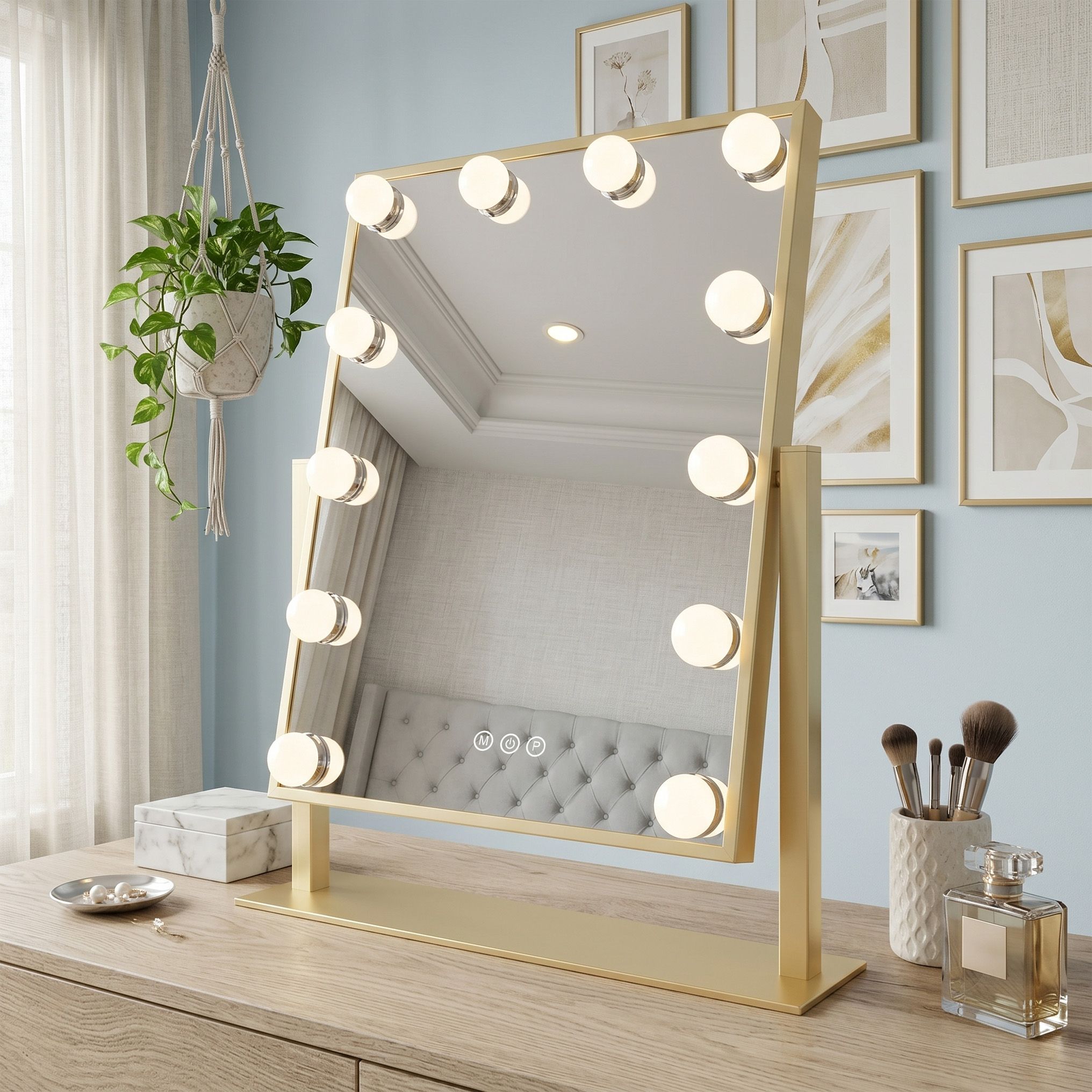 Zrcadlo LED HOLLYWOOD L.Gold 30x40  2
