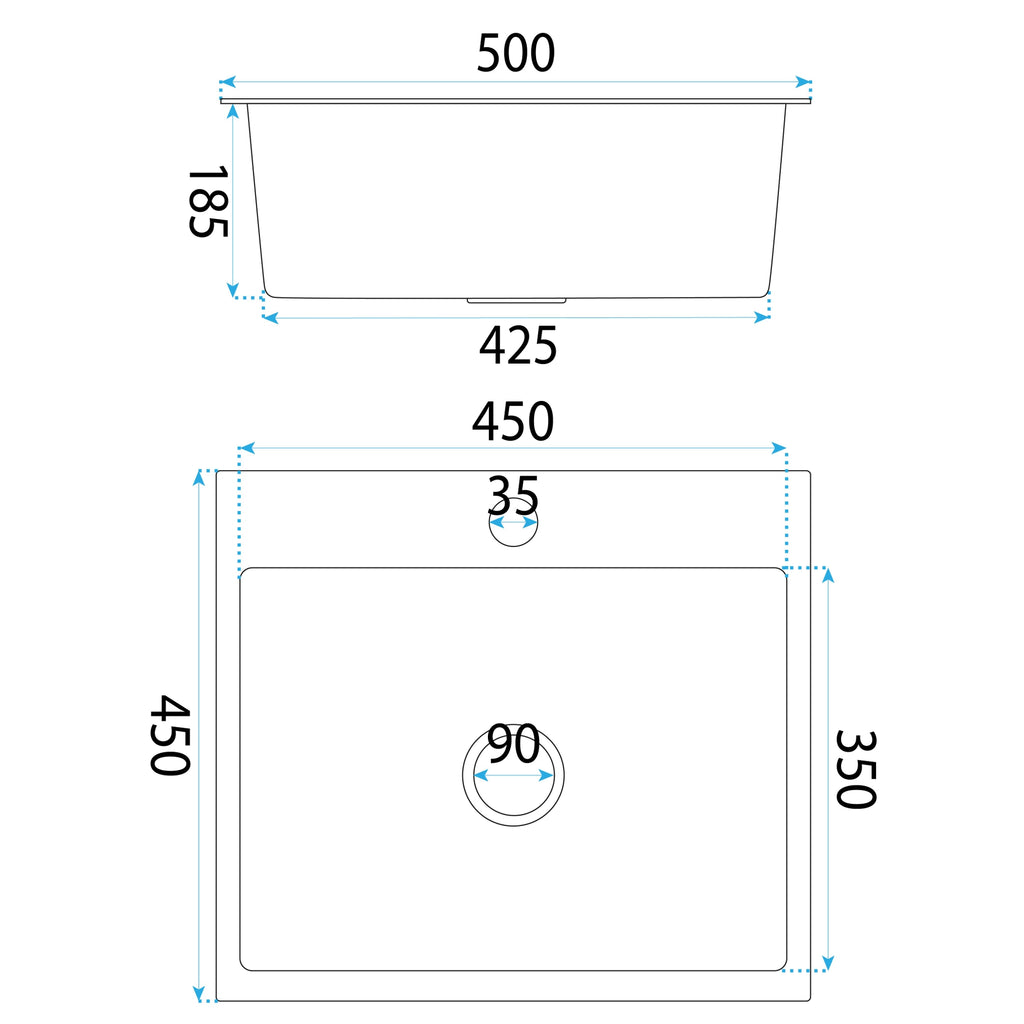 Ocelový dřez Leo 50 Black bez kuchyňské baterie 9