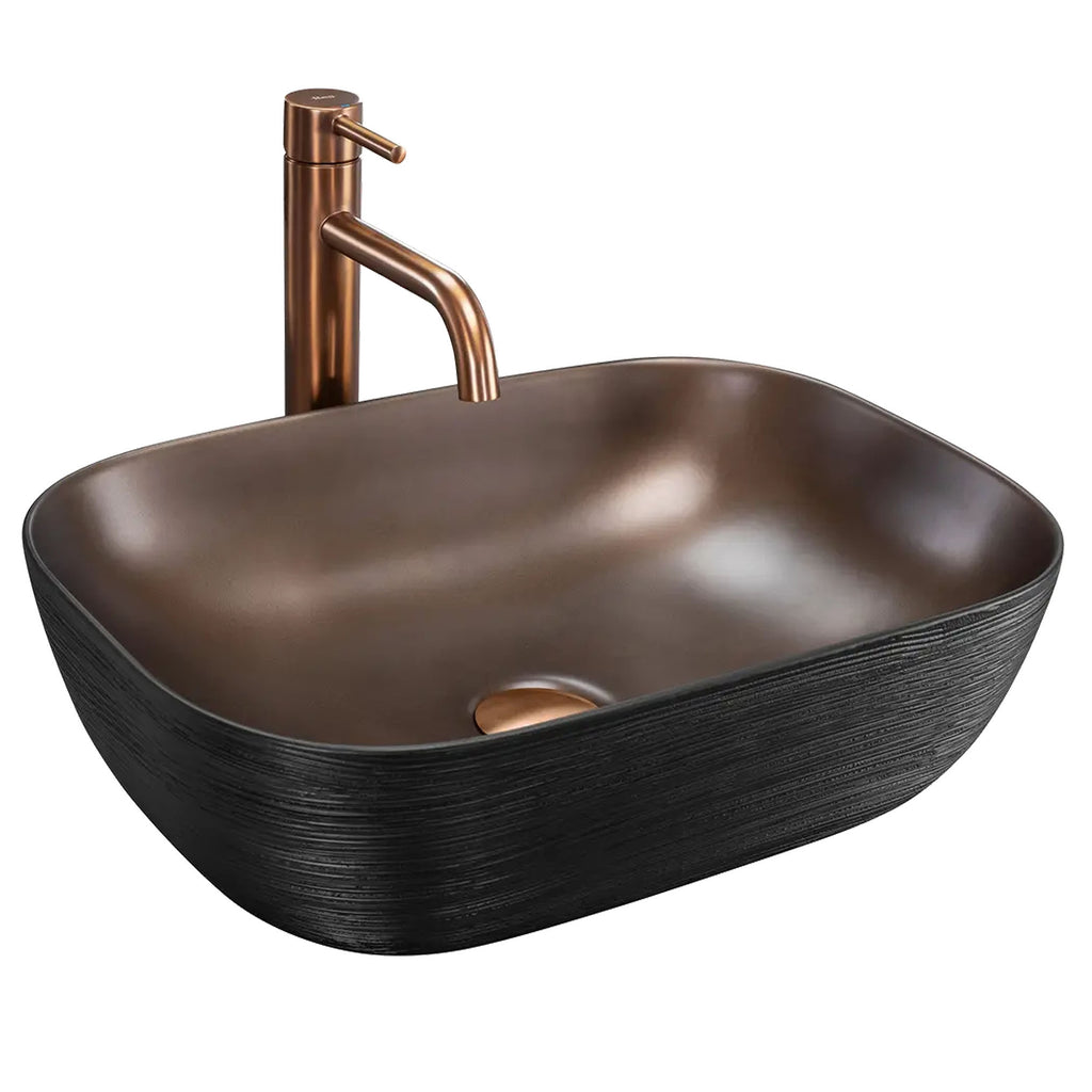 Umyvadlo na desku Rea Belinda COPPER BRUSH / Black  1