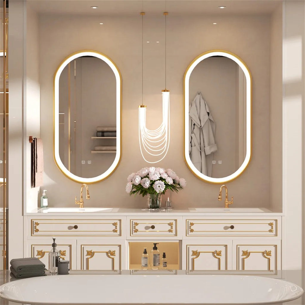 Zrcadlo LED OVL 50x100cm Brush Gold  3