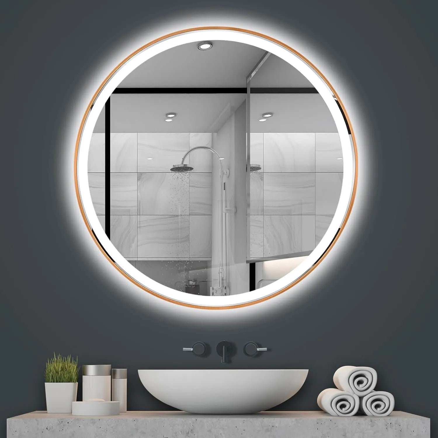 Zrcadlo LED 50cm MMJ BRUSH COPPER  3