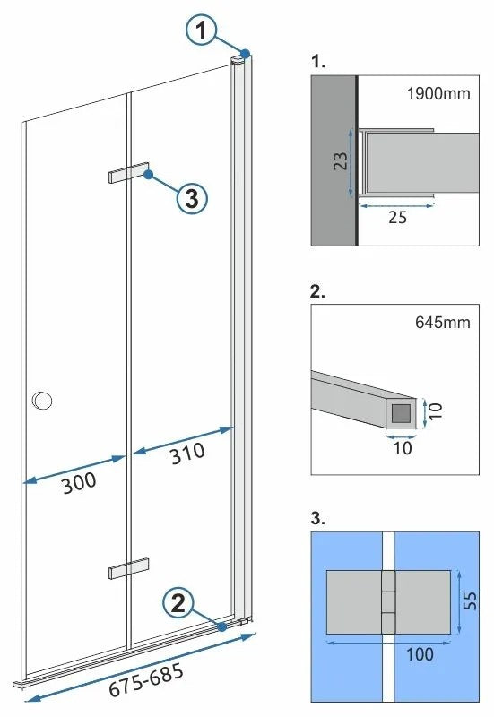 Sprchové dveře FOLD N2 70  3