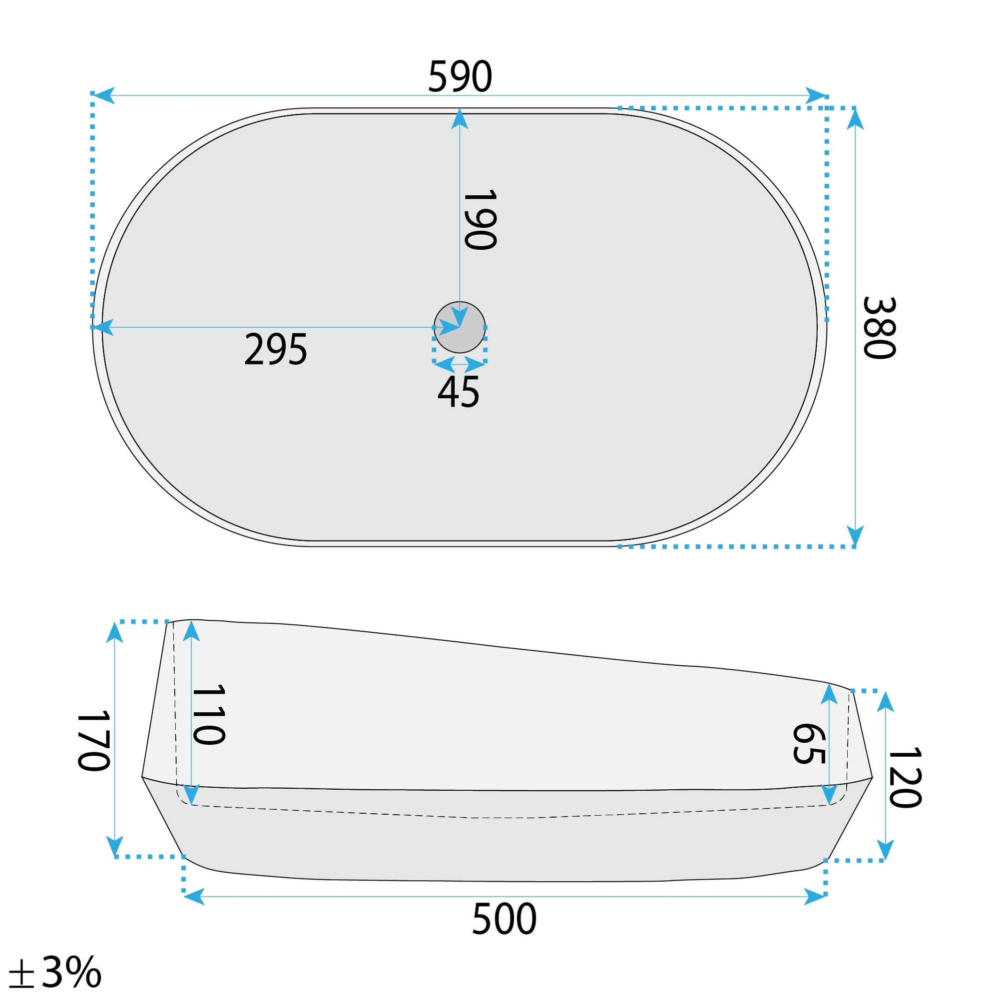 Umyvadlo na desku Zoe Rock  10