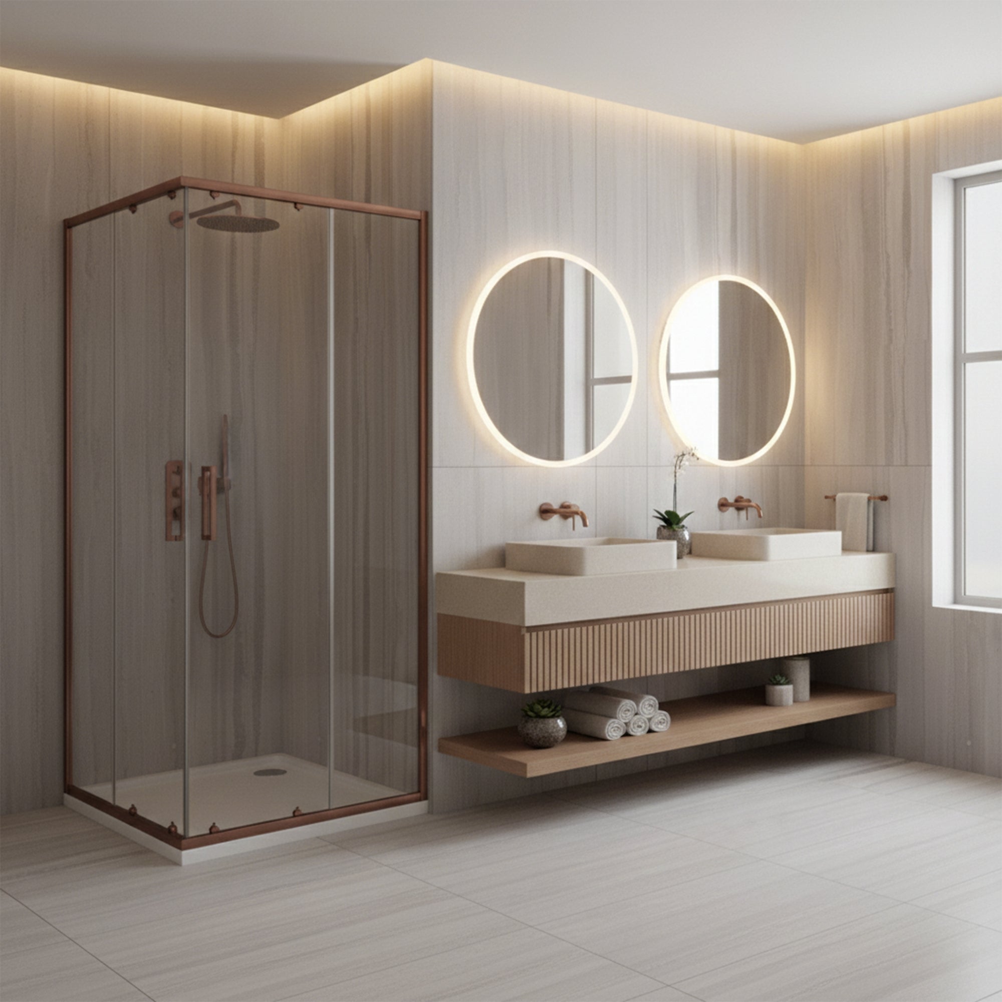 Sprchový kout REA City 90x90 Brush Copper Se sprchovou vaničkou Savoy black 4