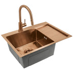 Ocelový dřez Fin BRUSH COPPER bez kuchyňské baterie 8