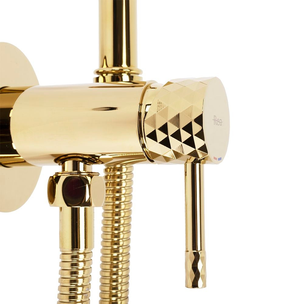 Podomítková bidetová baterie LUNGO LOOP Diamond Gold  9