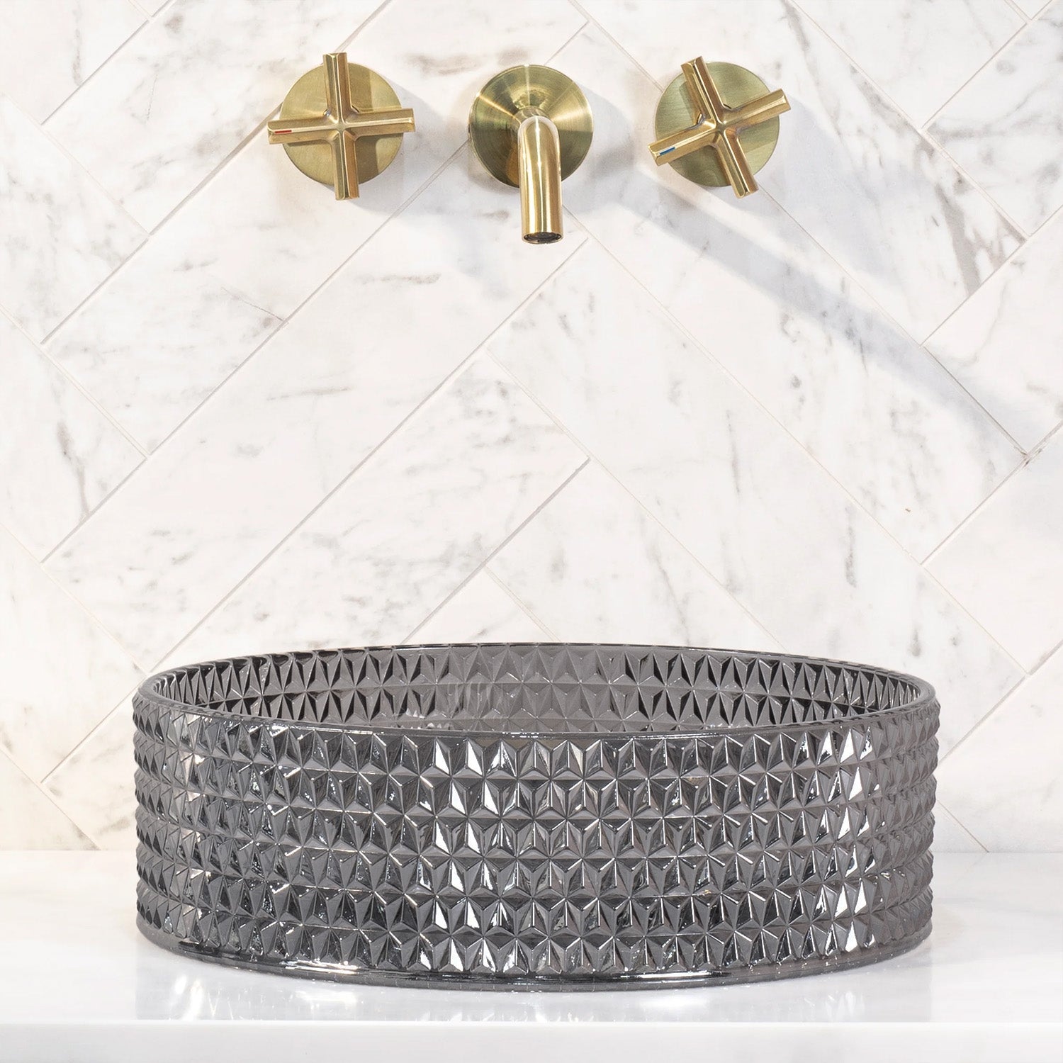 Umyvadlo na desku REA CRISTAL - černé 35  4