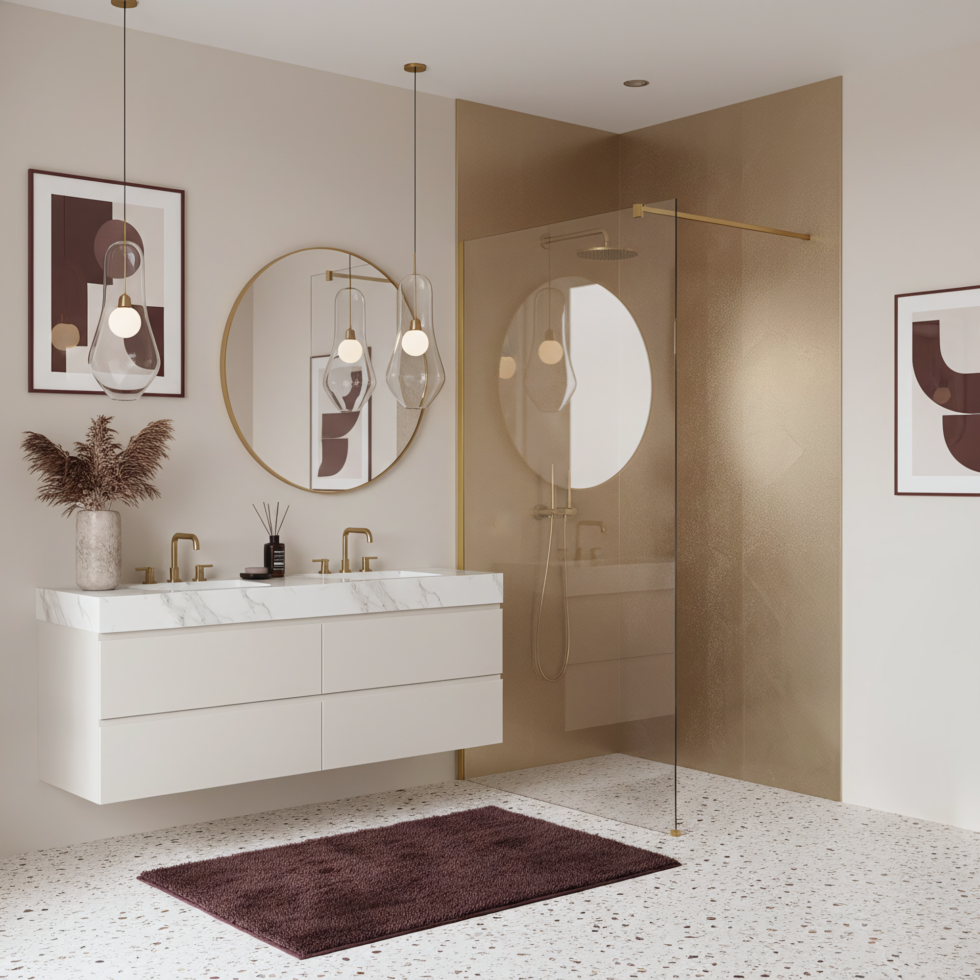 Sprchová zástěna Rea Flexi Transparent / Brush Gold 110  4
