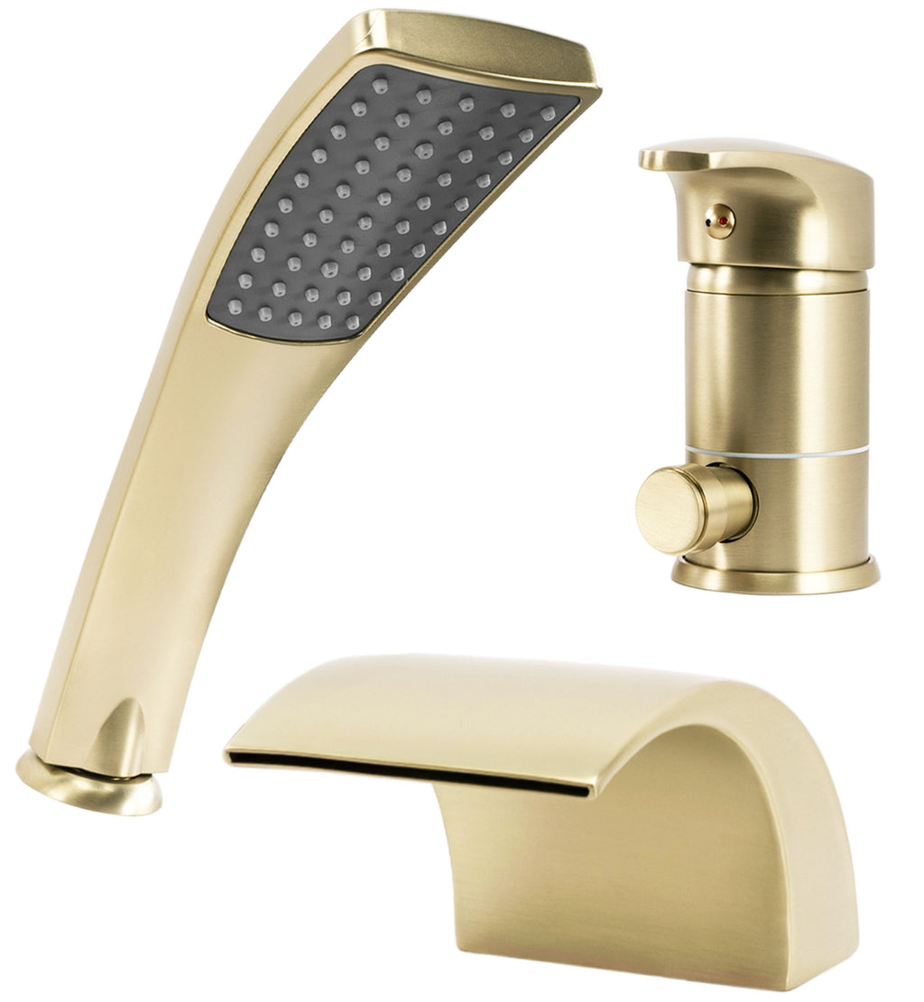 Třídílná vanová baterie REA RIVEN Brush Gold  5