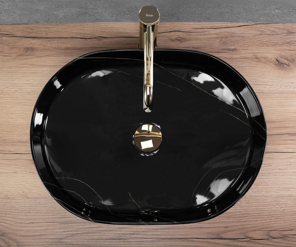 Umyvadlo na desku REA Nadia 50 Black Stone  2