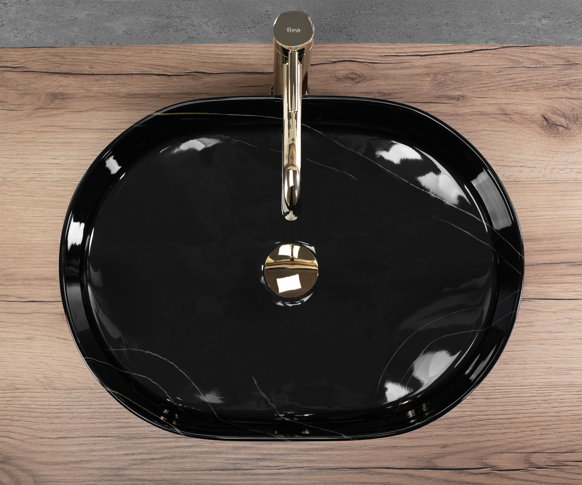Umyvadlo na desku REA Nadia 50 Black Stone  2