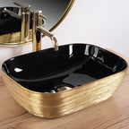 Umyvadlo na desku Rea Belinda BLACK  BRUSH GOLD  7