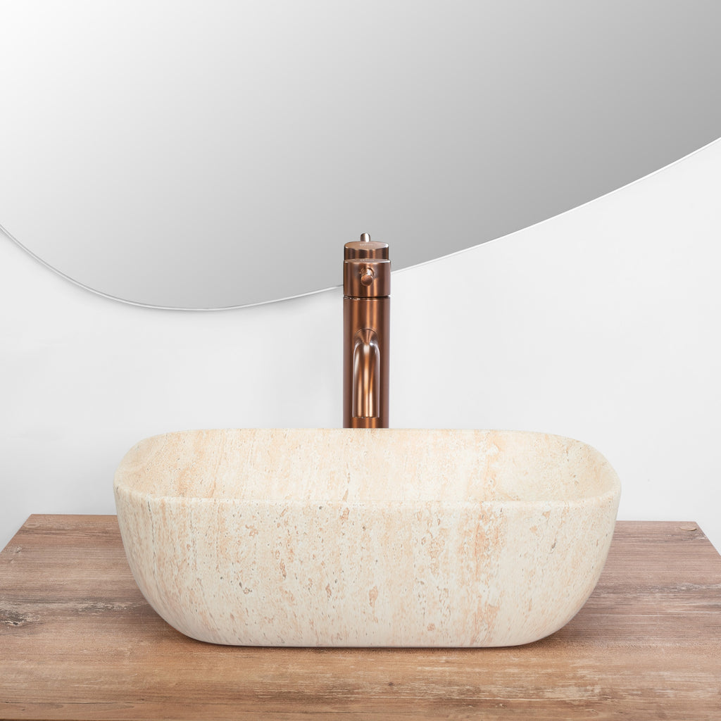 Umyvadlo na desku REA BELINDA MINI TRAVERTINE MATT  4