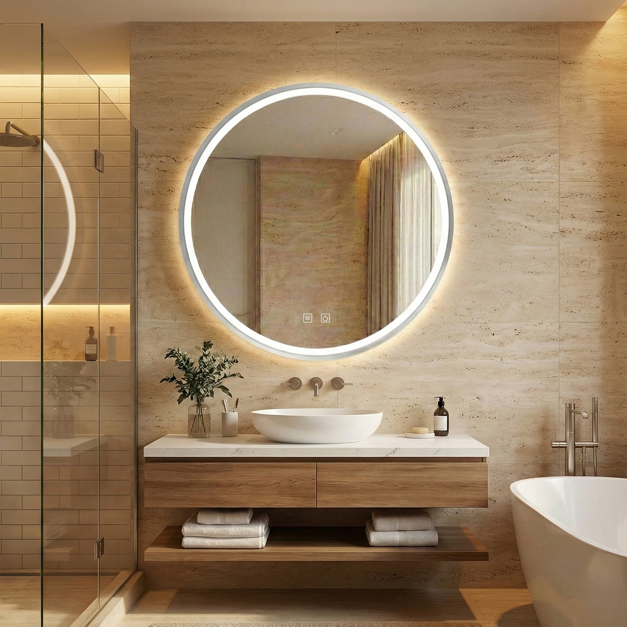 Zrcadlo LED 80cm MMJ BRUSH SILVER  2