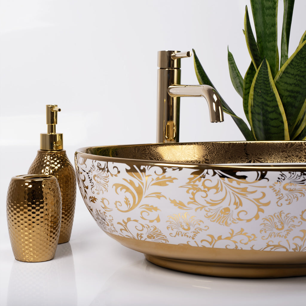 Umyvadlo na desku Rea Margot White/Gold  1