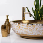 Umyvadlo na desku Rea Margot White/Gold  1