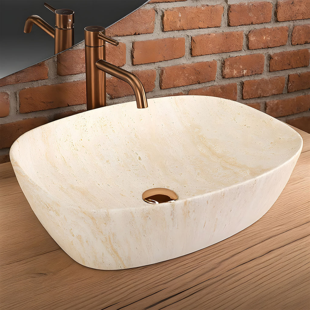 Umyvadlo na desku Rea Freja - Travertine Matt  5