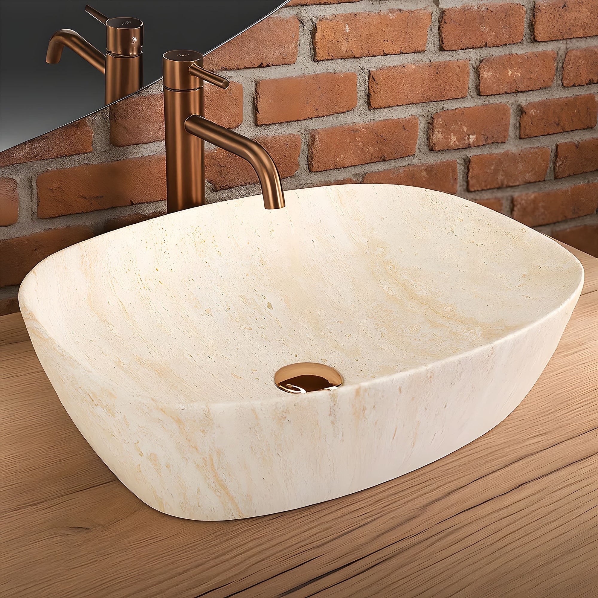 Umyvadlo na desku Rea Freja - Travertine Matt  5