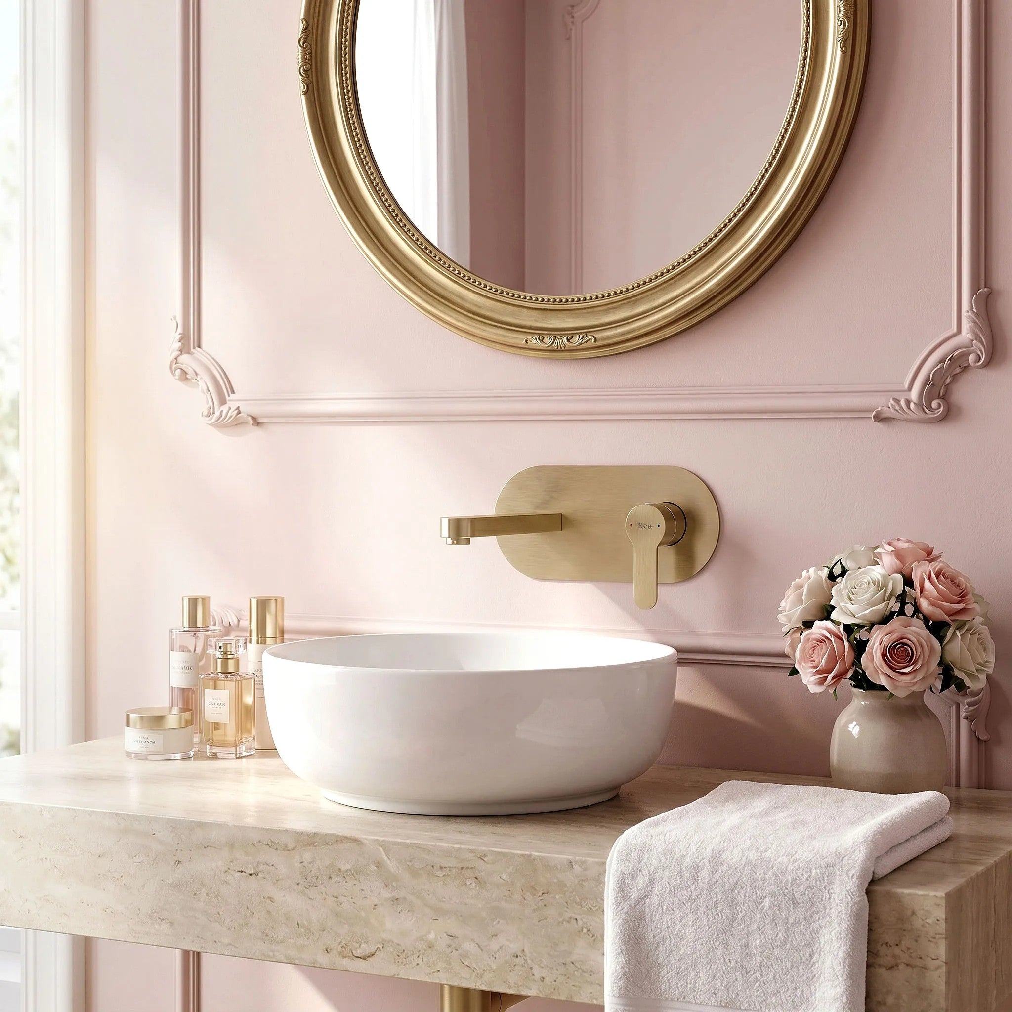 Podomítková vanová baterie REA Arcos Brush Gold  4