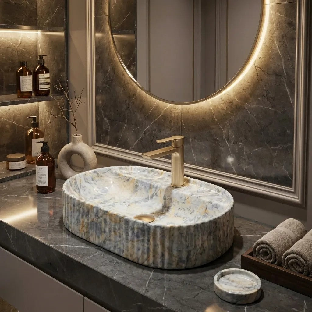 Umyvadlo na desku REA Marcela 60 Ruststone  4