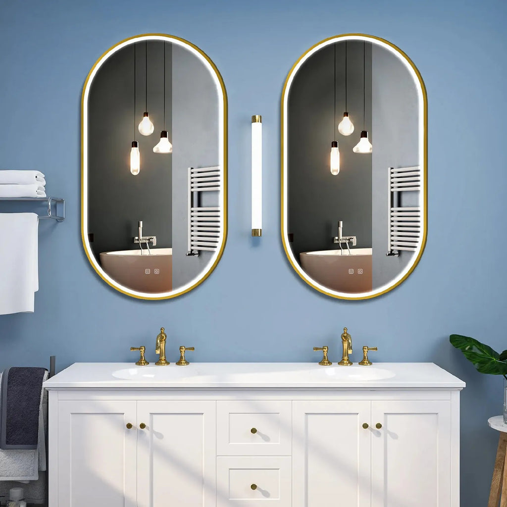 Zrcadlo LED OVL 50x100cm Brush Gold  4